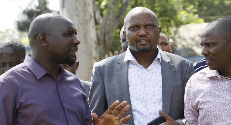 File image of Moses Kuria flanked by Kimani Ichungwah and Kipchumba Murkomen Kuria's attempt to link Raila to his mistreatment at Mombasa BBI forum backfired