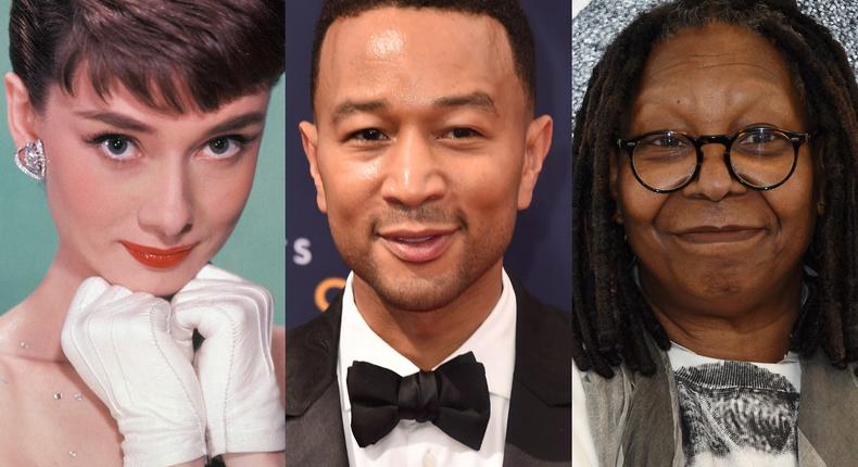 Audrey Hepburn, John Legend, and Whoopi Goldberg are EGOT winners.Hulton Archive/Getty Images, Alberto E. Rodriguez/Getty Images, and Dimitrios Kambouris/Getty Images