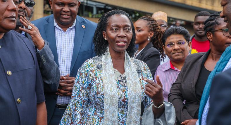 Martha Karua makes entrance at KICC ahead of unveiling of Raila Odinga's running mate 
