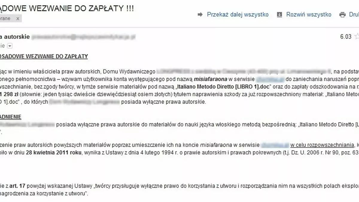 Przedsądowe wezwanie do zapłaty