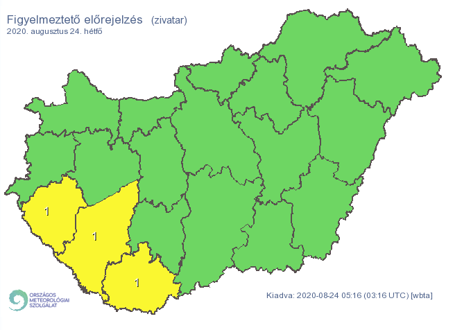 Zala, Somogy és Baranya megyére is riasztást adott ki az OMSZ. /Fotó: Országos Meteorológiai Szolgálat