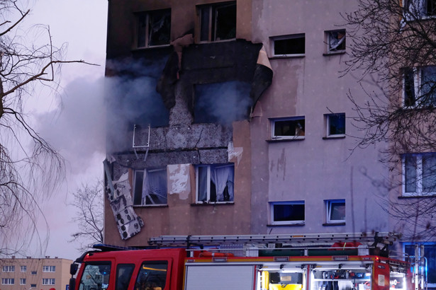 Akcja straży pożarnej na miejscu wybuchu