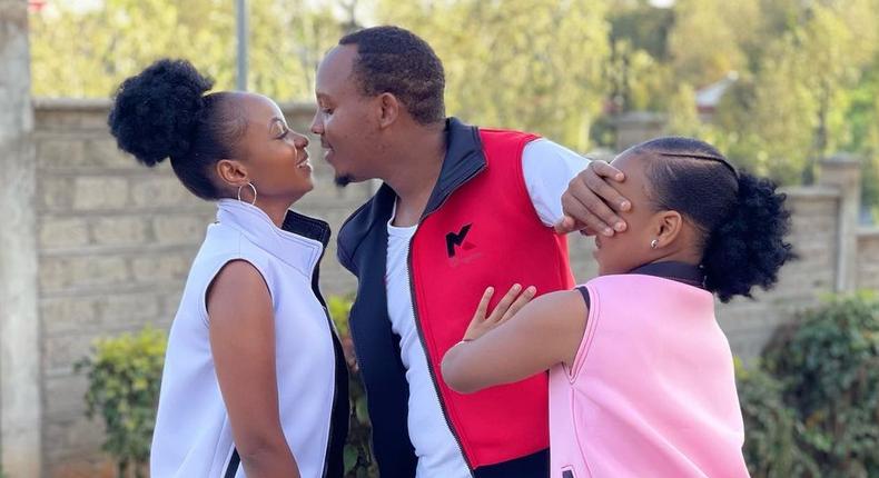 Kenyan filmmaker Abel Mutua with his wife Judy Nyawira and their daughter