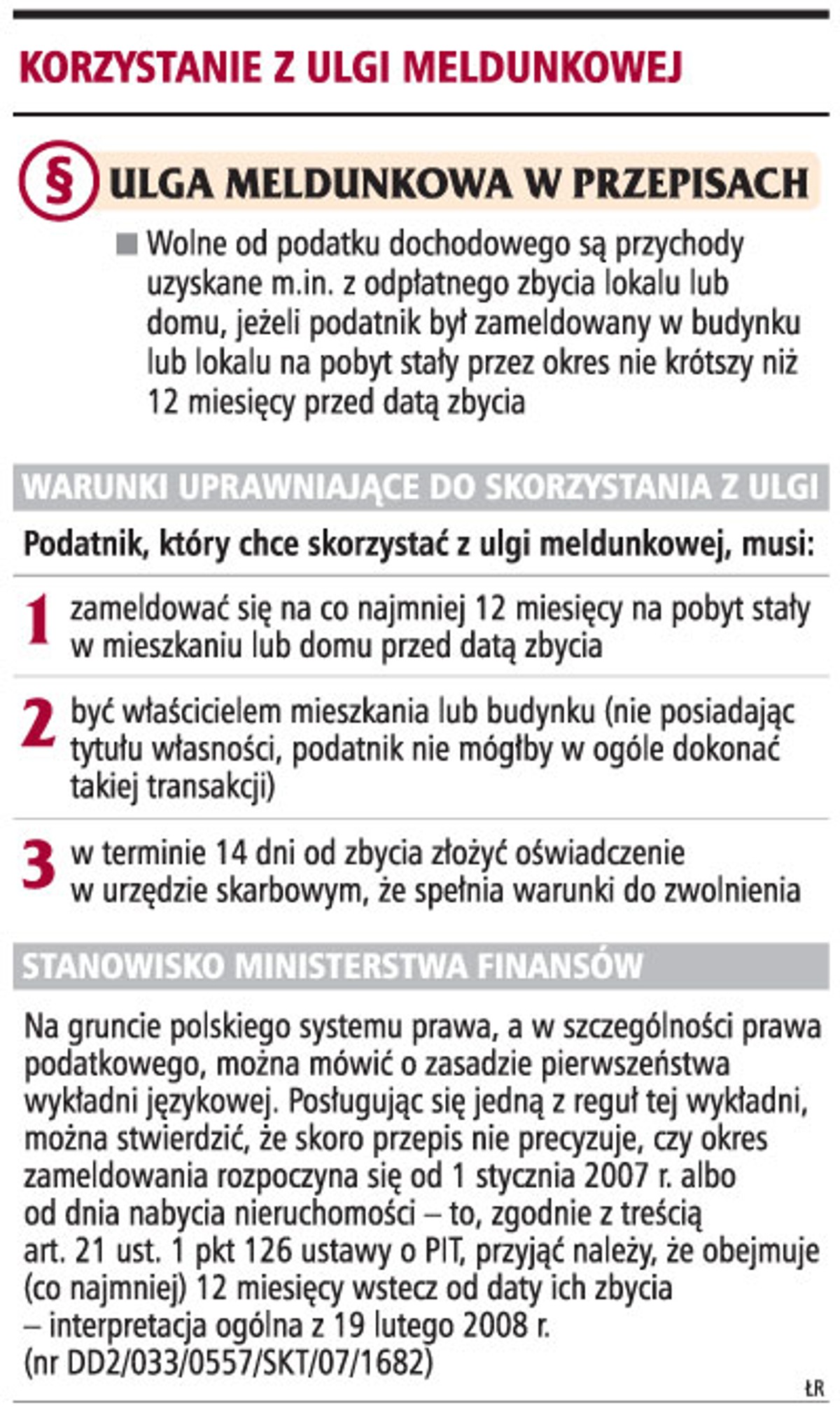 Korzystanie z ulgi meldunkowej