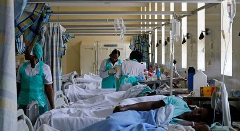 File image of medical practitioners attending to cholera patients