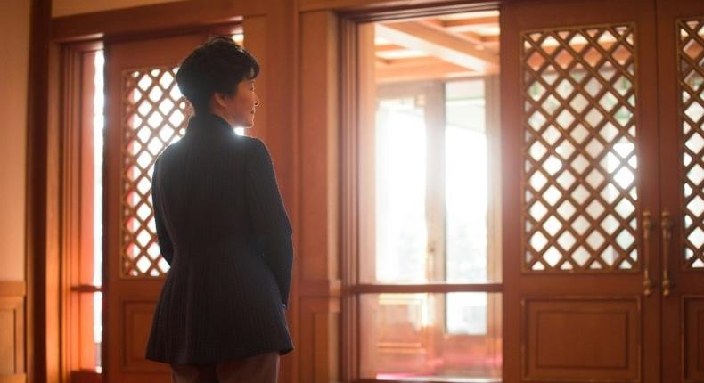 South Korean President Park Geun-Hye at the presidential Blue House in Seoul where she is to address the nation on a corruption scandal that has engulfed her administration