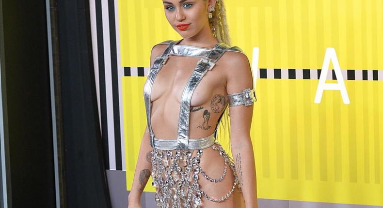 Miley Cyrus in a daring custom Versace