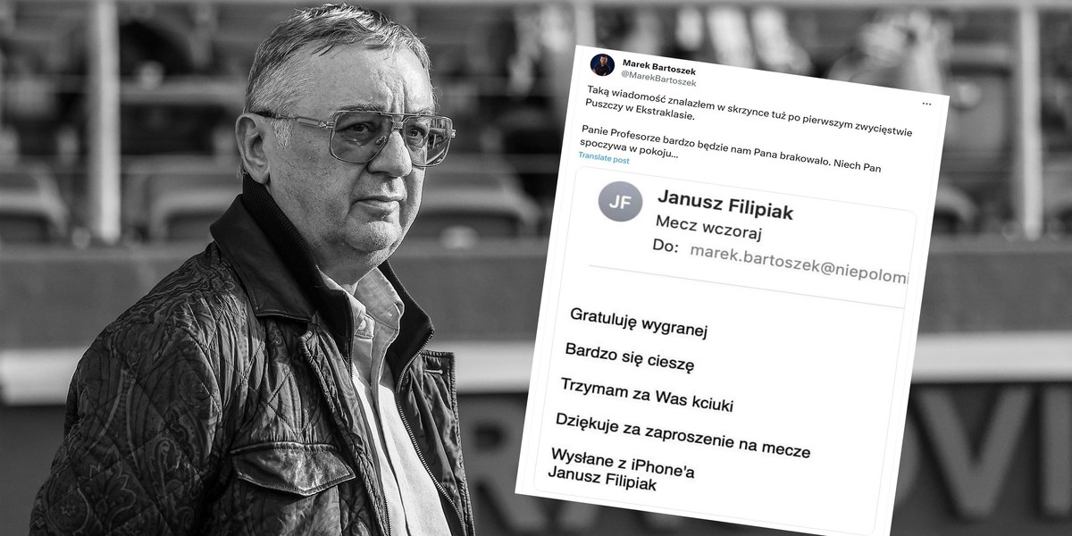 Prezes Puszczy Niepołomice ujawnił maila od Janusza Filipiaka.