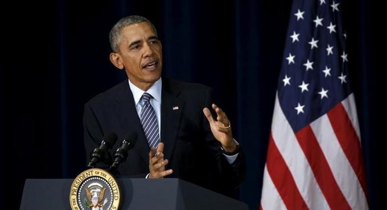 U.S. President Barack Obama addresses the Chief of Missions Conference at the State Department in Washington March 14, 2016. REUTERS/Kevin Lamarque