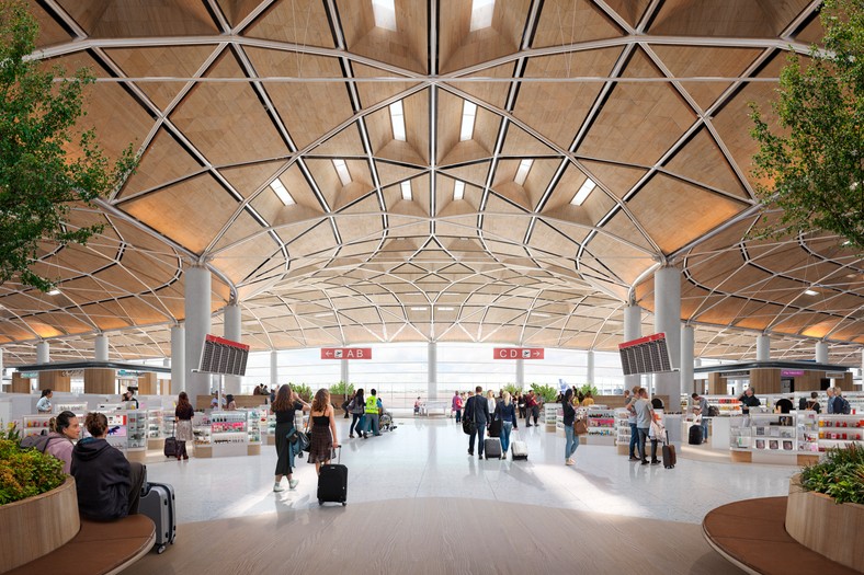 Część handlowa. Poziom 2. Wizualizacje CPK. Źródło: Foster + Partners.