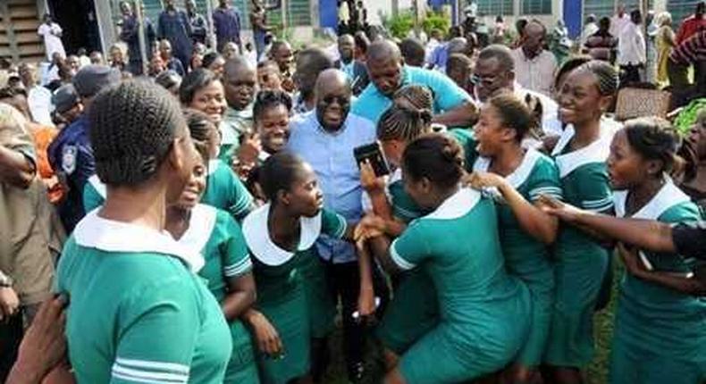 Nurses with President Nana Addo