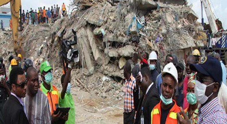 The collapsed building at the Synagogue Church Of All Nations