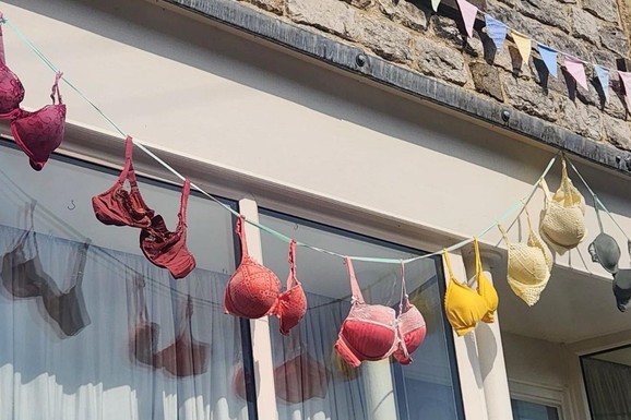 Englesko selo ukrašeno donjim vešom i brushalterima