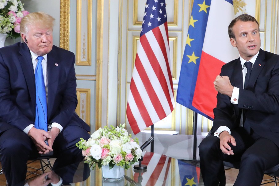 Donald Trump, prezydent USA i Emmanuel Macron, prezydent Francji. Normandia, czerwiec 2019 r.