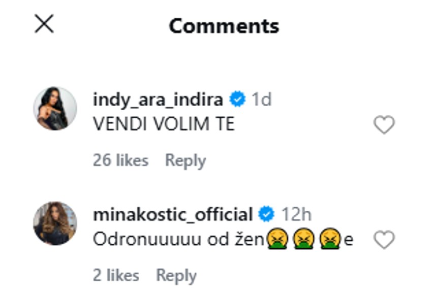 Mina odbrusila Vendi