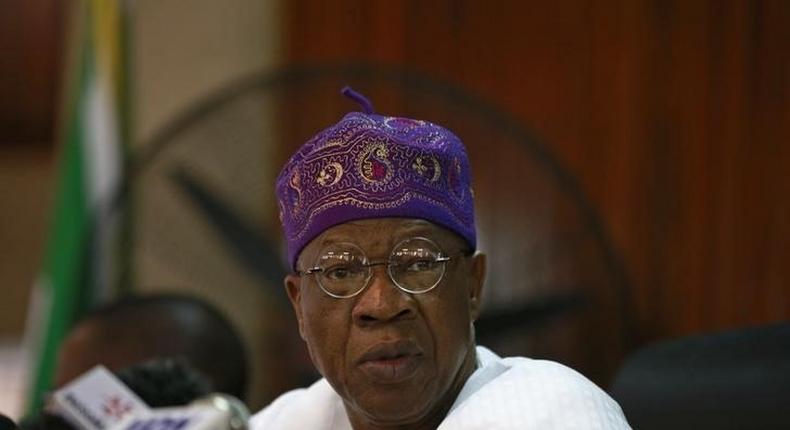 Minister of Information Lai Mohammed briefs the media on the town of Bama liberated from Boko Haram, during a news conference in Abuja, Nigeria December 8, 2015. REUTERS/Afolabi Sotunde