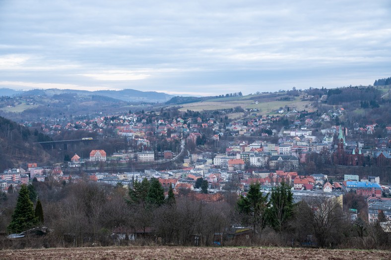 Widok na miasto od strony ogródków działkowych