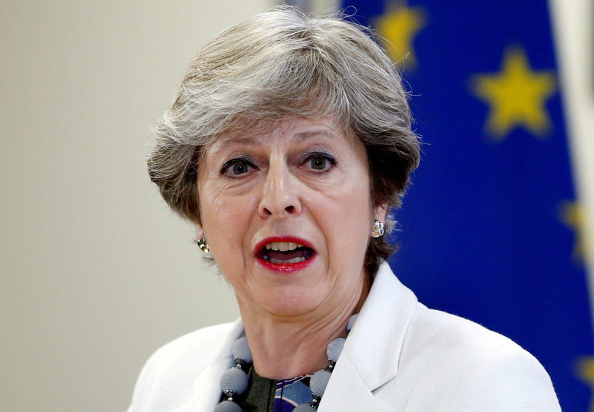 FILE PHOTO: Britain's PM May addresses a news conference during EU leaders summit in Brussels