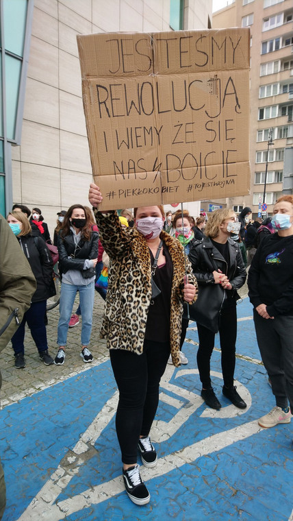 Maja w trakcie protestu