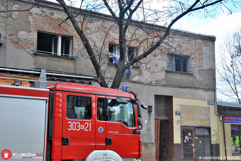 Pożar pustostanu przy ul. Wrocławskiej w Krakowie