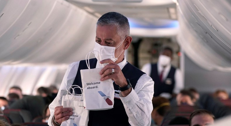 An American Airlines flight attendant.
