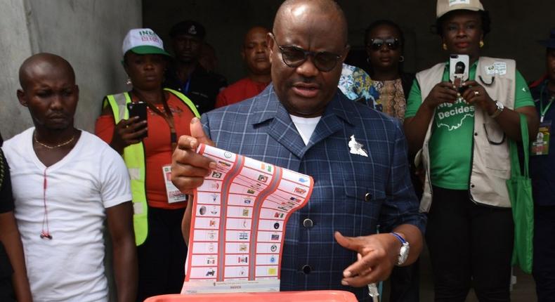 Nyesom Wike voting during the Governorship and State Houses of Assembly elections at Ward (PremiumTimes)