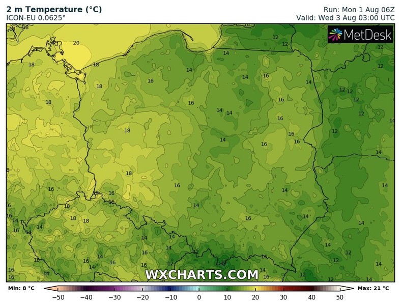 Noc umiarkowanie ciepła