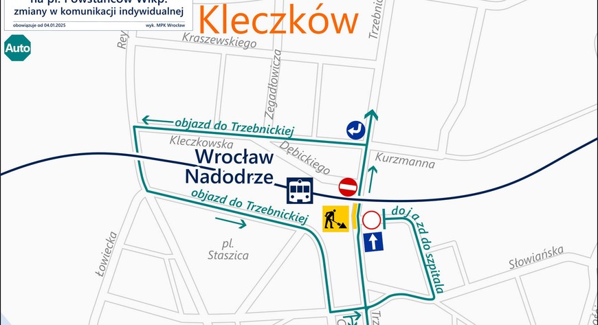 Zmiany dla kierowców od soboty na Kleczkowie i Nadodrzu