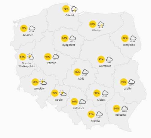 Prognozowane zachmurzenie w sobotę 3 lipca