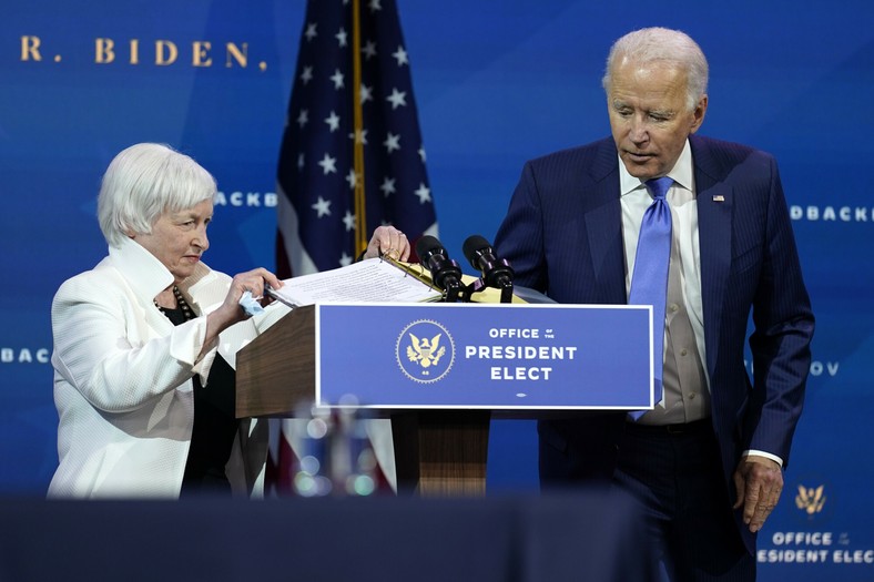 US Treasury Secretary Janet Yellen and US President Joe Biden