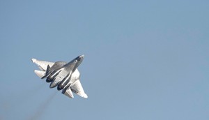 A Russian Su-57 fighter jet makes a demonstration flight during the opening of the MAKS-2021 International Aviation and Space Salon in Zhukovsky outside Moscow on July 20, 2021.AP Photo/Alexander Zemlianichenko