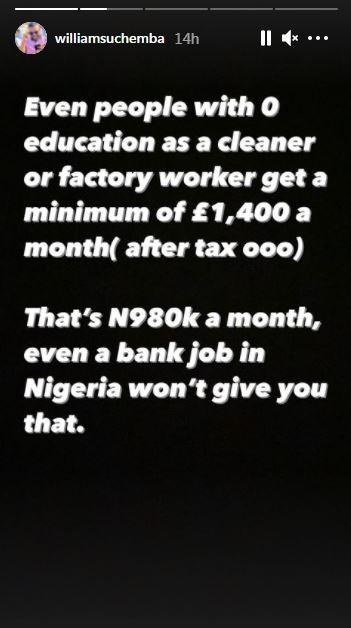 The actor says a country that works will always treat its citizens well. [Instagram/WilliamsUchemba]