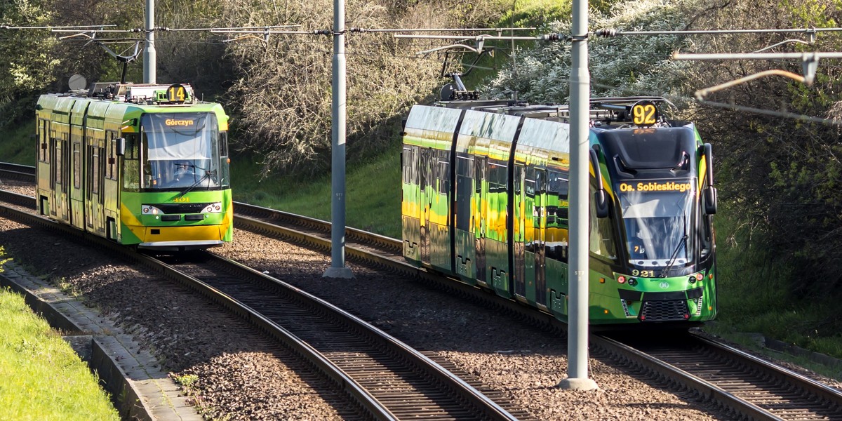 Poznańskie tramwaje są szybkie m.in. dzięki wydzielonym trasom.