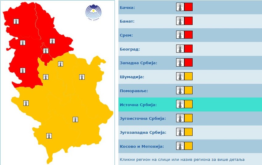 RHMZ meteoalarm za nedelju
