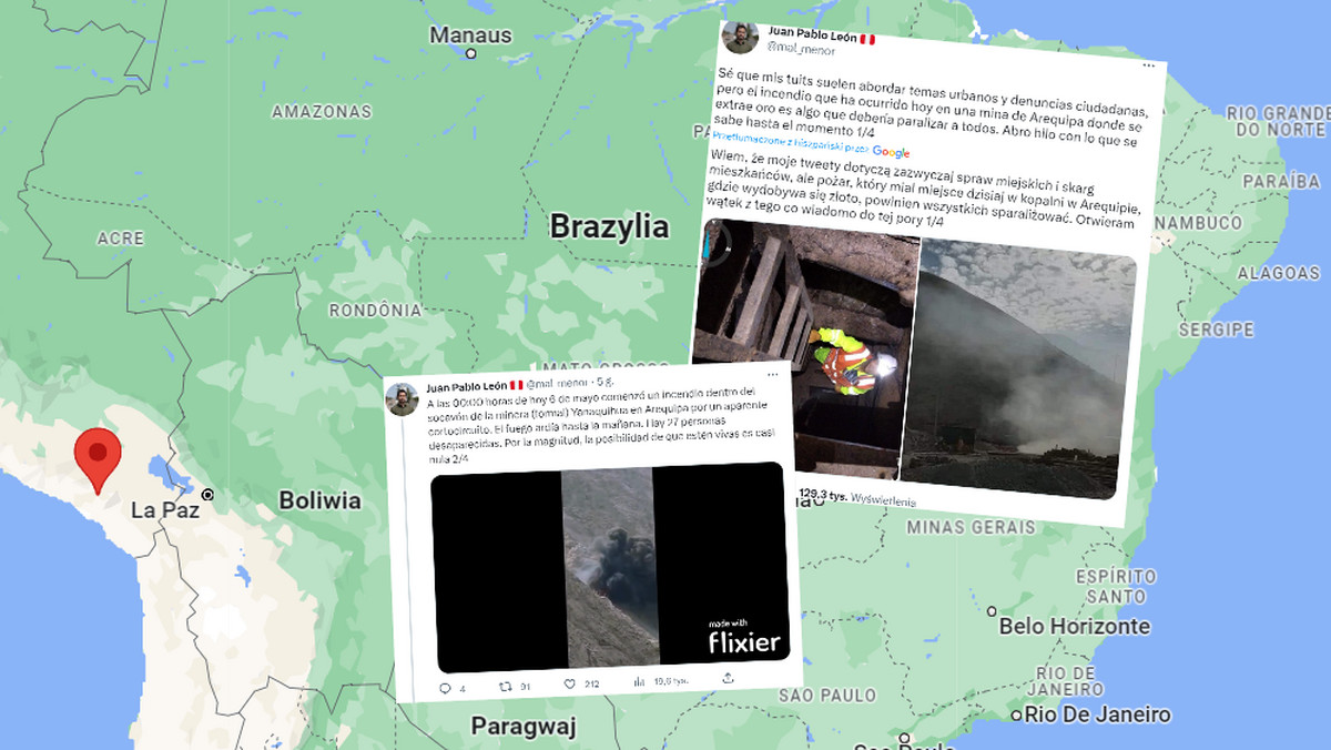 Pożar w kopalni w Peru w Ameryce Południowej. Mogło zginąć 27 górników