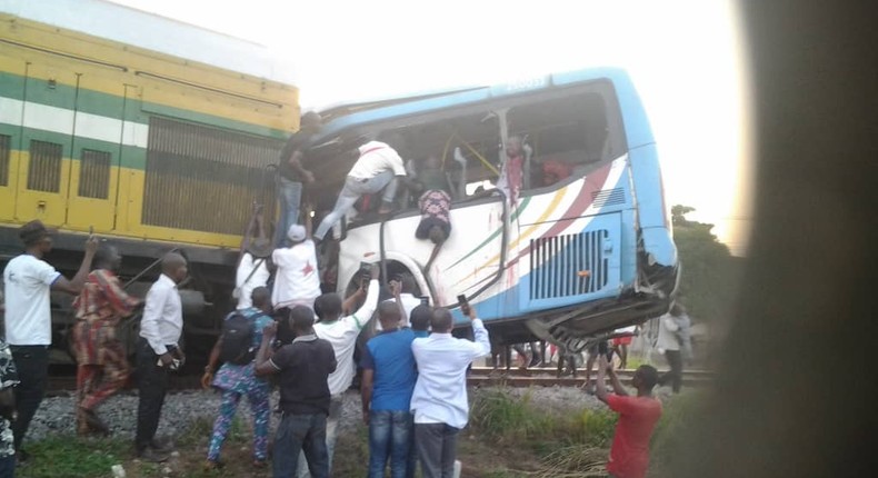 2 dead, many injured as Train and staff bus collide in Lagos