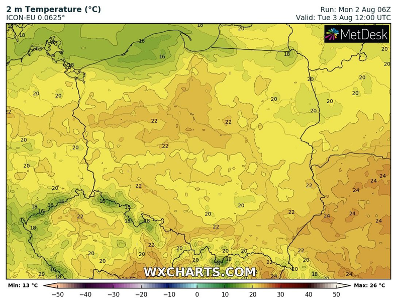 We wtorek termometry pokażą na ogół 21-24 st. C