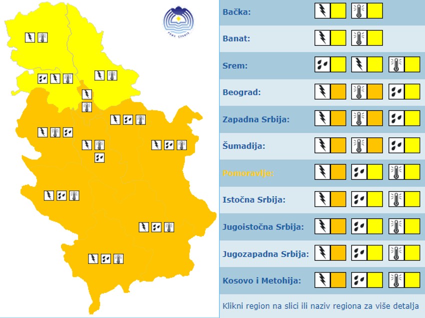 Meteoalarm za subotu