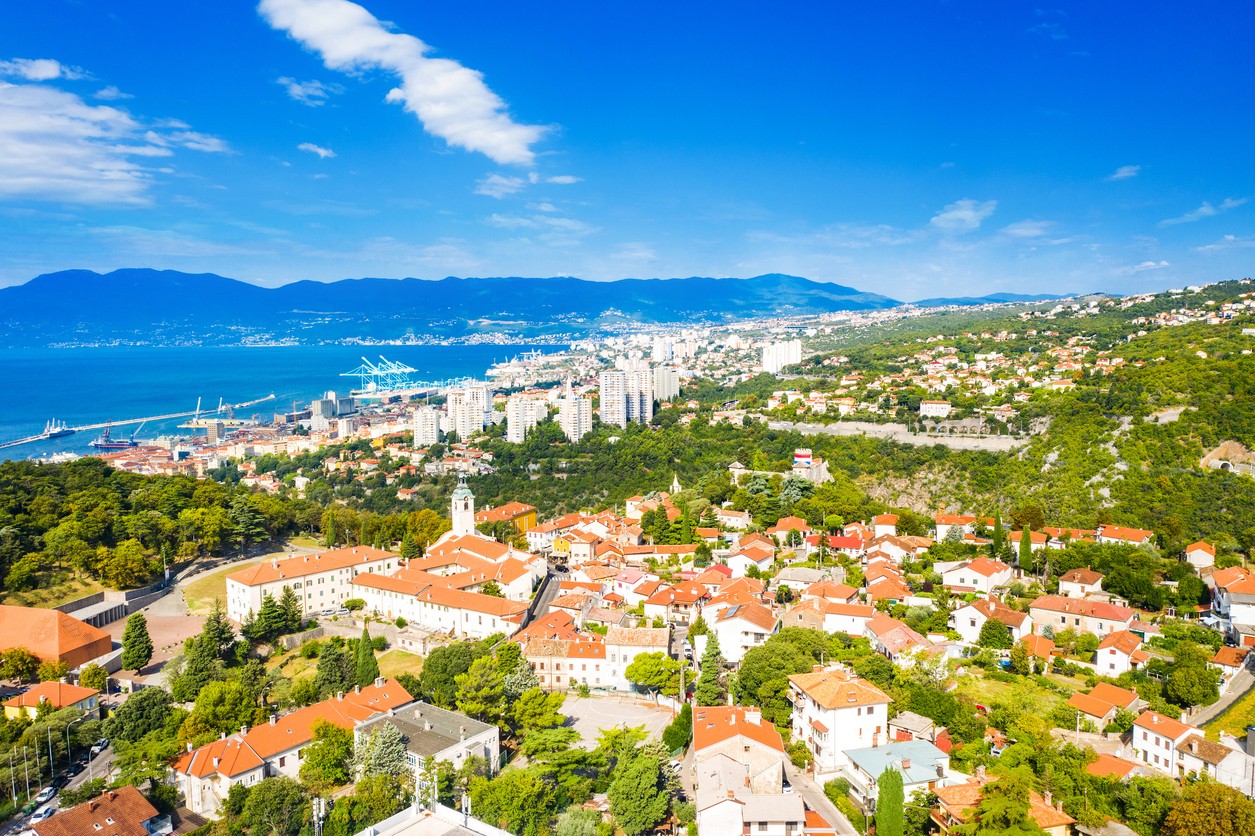 Chorvátske prístavné mesto Rijeka. 