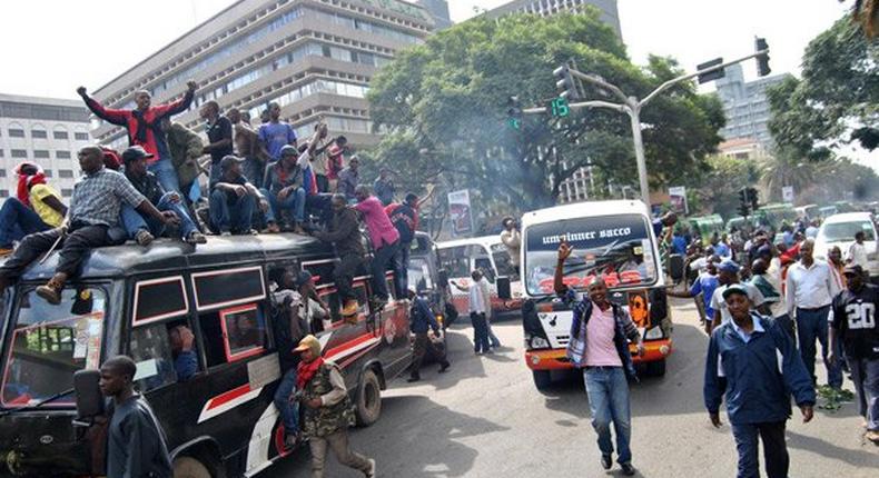 Matatus during a strike in Nairobi