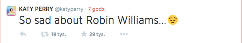 Kate Perry o śmierci Robina Williamsa