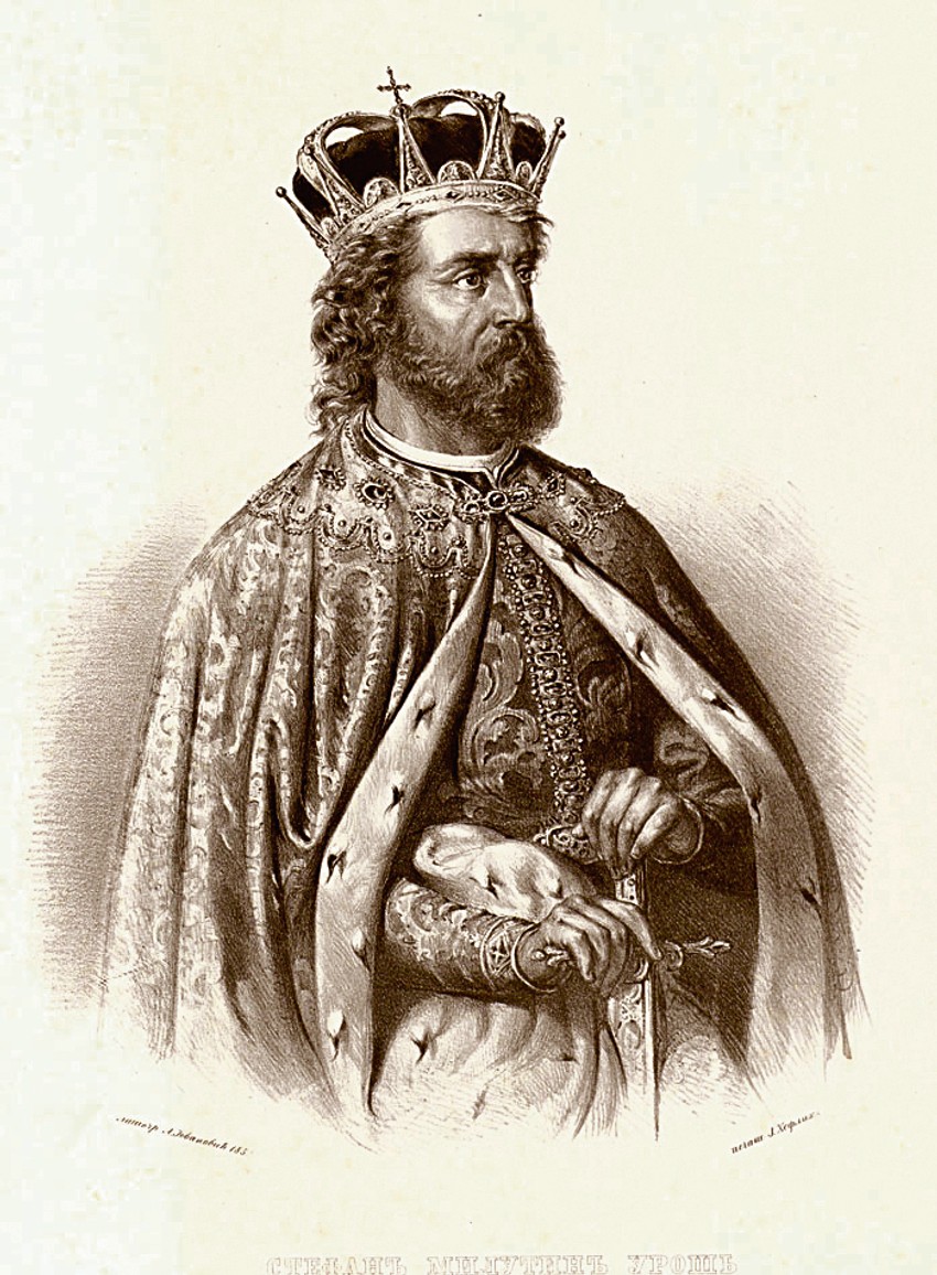 Kralj Stefan Milutin, litografija Anastasa Jovanovića