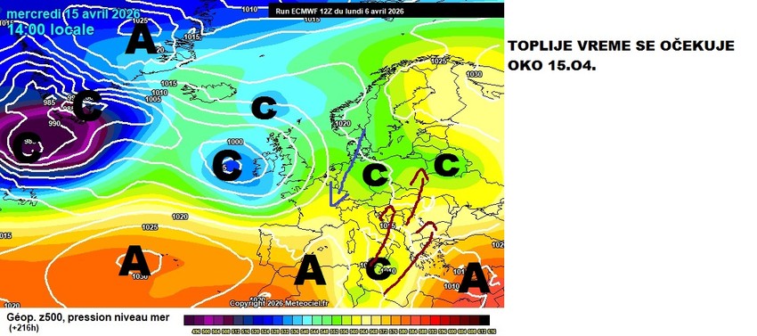 Kratkotrajno otopljenje je moguće oko 15. aprila, ali se hladniji period nastavlja do oko 21. aprila