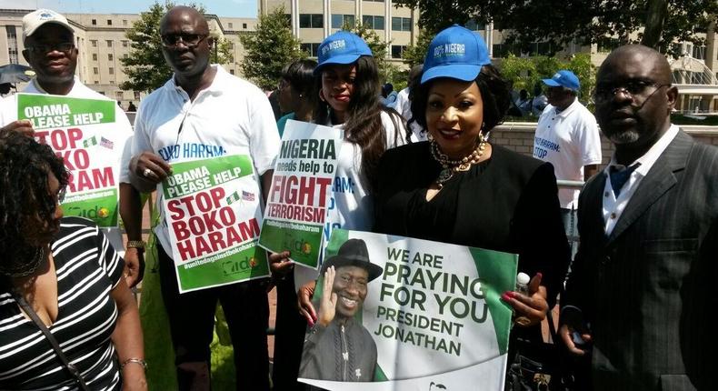 Nigerians in diaspora staging a protest in Washington DC.