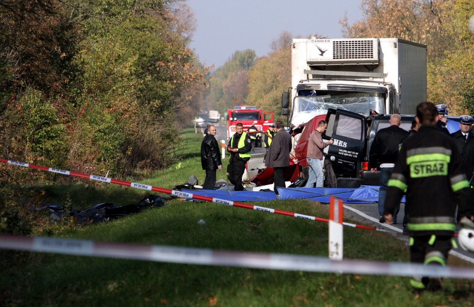 Wypadek w Nowym Mieście, fot. Piotr Polak/PAP