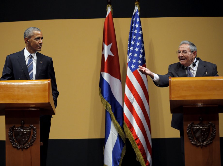 Cuban President Raul Castro at a news conference with President Barack Obama in Havana, March 21, 2016.