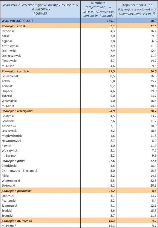 Bezrobocie w Polsce w lutym 2013 r. woj. WIELKOPOLSKIE