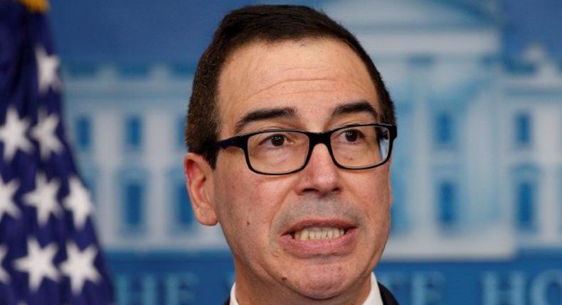 FILE PHOTO - U.S.Treasury Secretary Steven Mnuchin speaks at a press briefing at the White House in Washington, U.S. on February 14, 2017. REUTERS/Kevin Lamarque/File Photo 