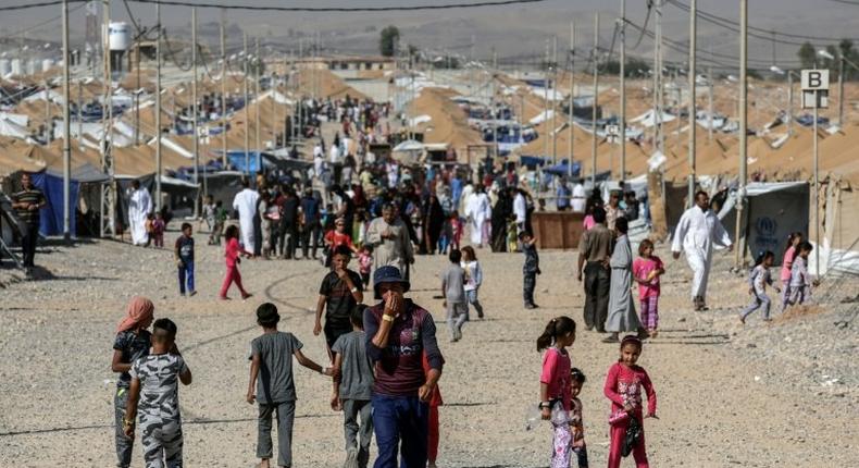 Iraqis who fled the fighting in Mosul have sought refuge at the Salamya camp for internally displaced people