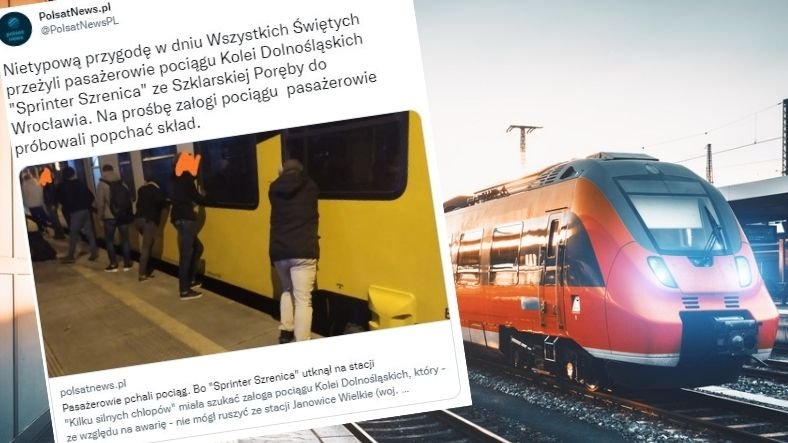 Kolejarze poprosili pasażerów o popchnięcie pociągu